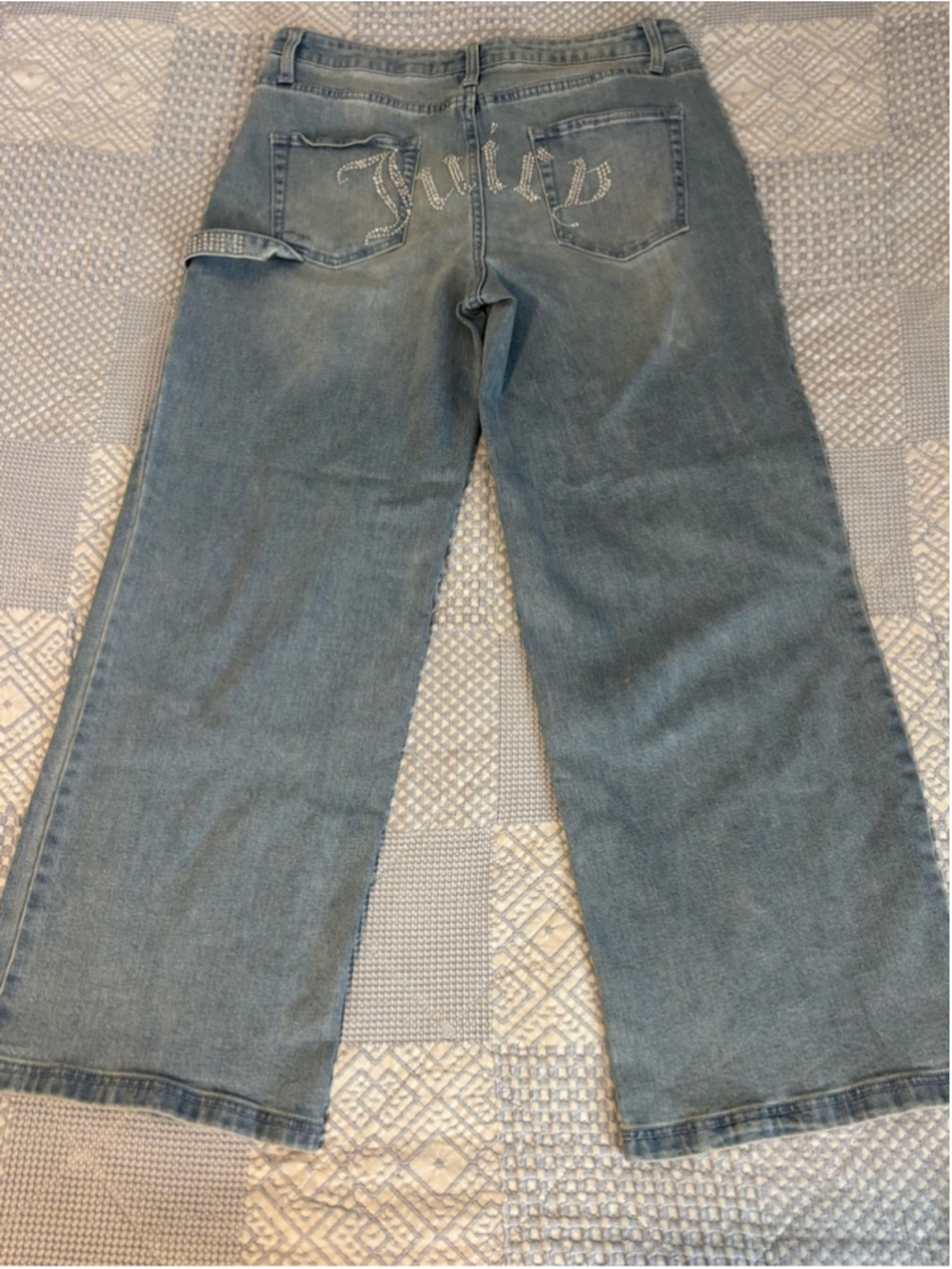Juicy Couture Light Blue Wide-Leg Jeans with Rhinestone Back
